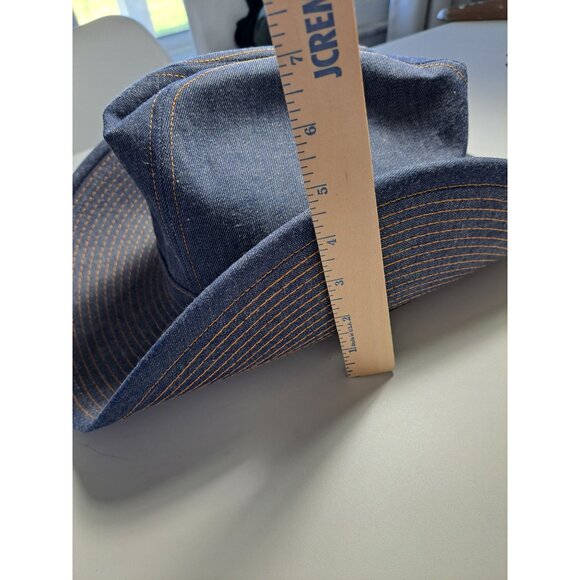 Vtg The Rustler Denim Cowboy Hat X-Large Western Men's Union Made Blue Retro - Picture 12 of 12